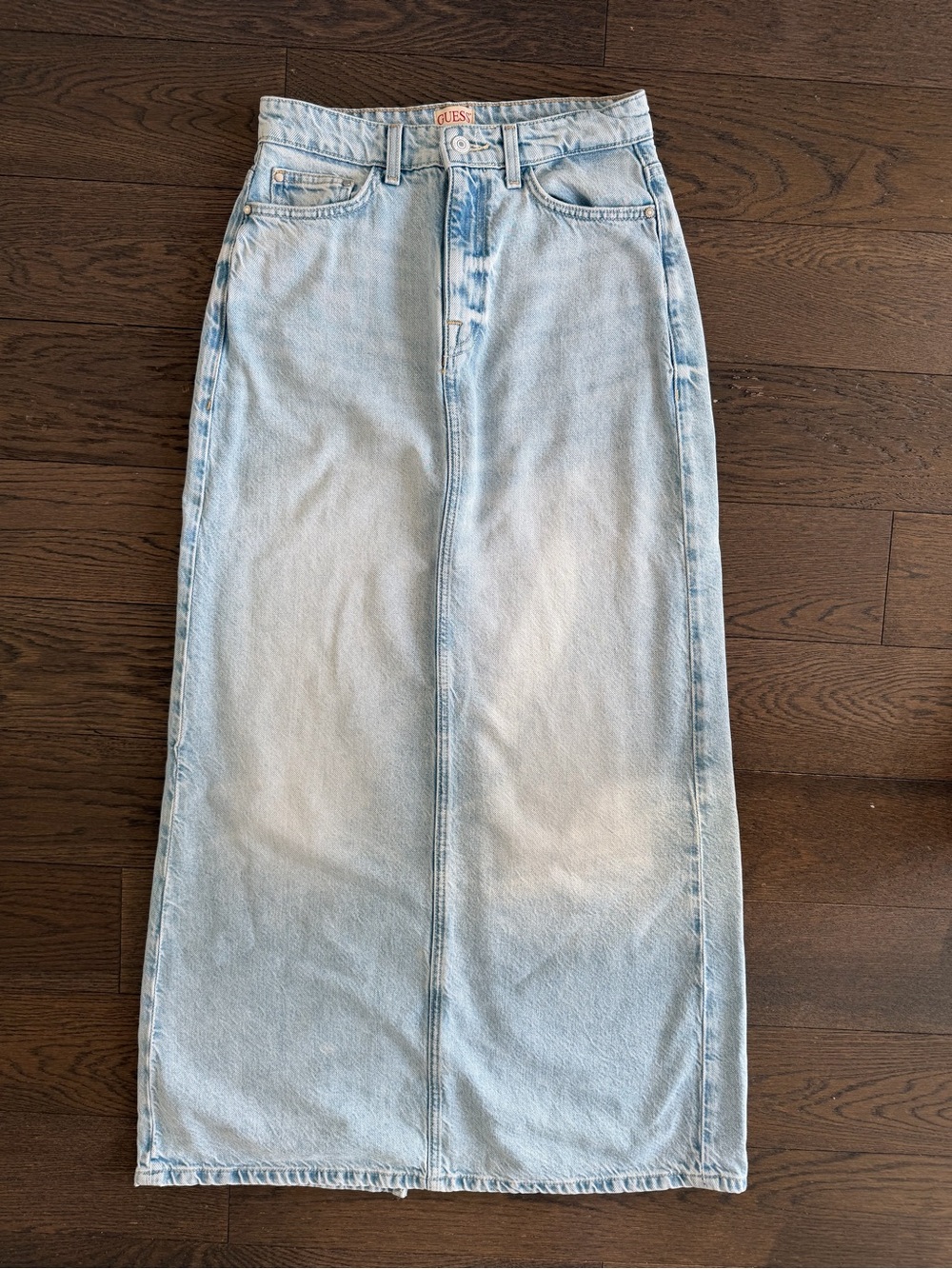 GUESS Light Blue Denim Maxi Skirt with High Waist